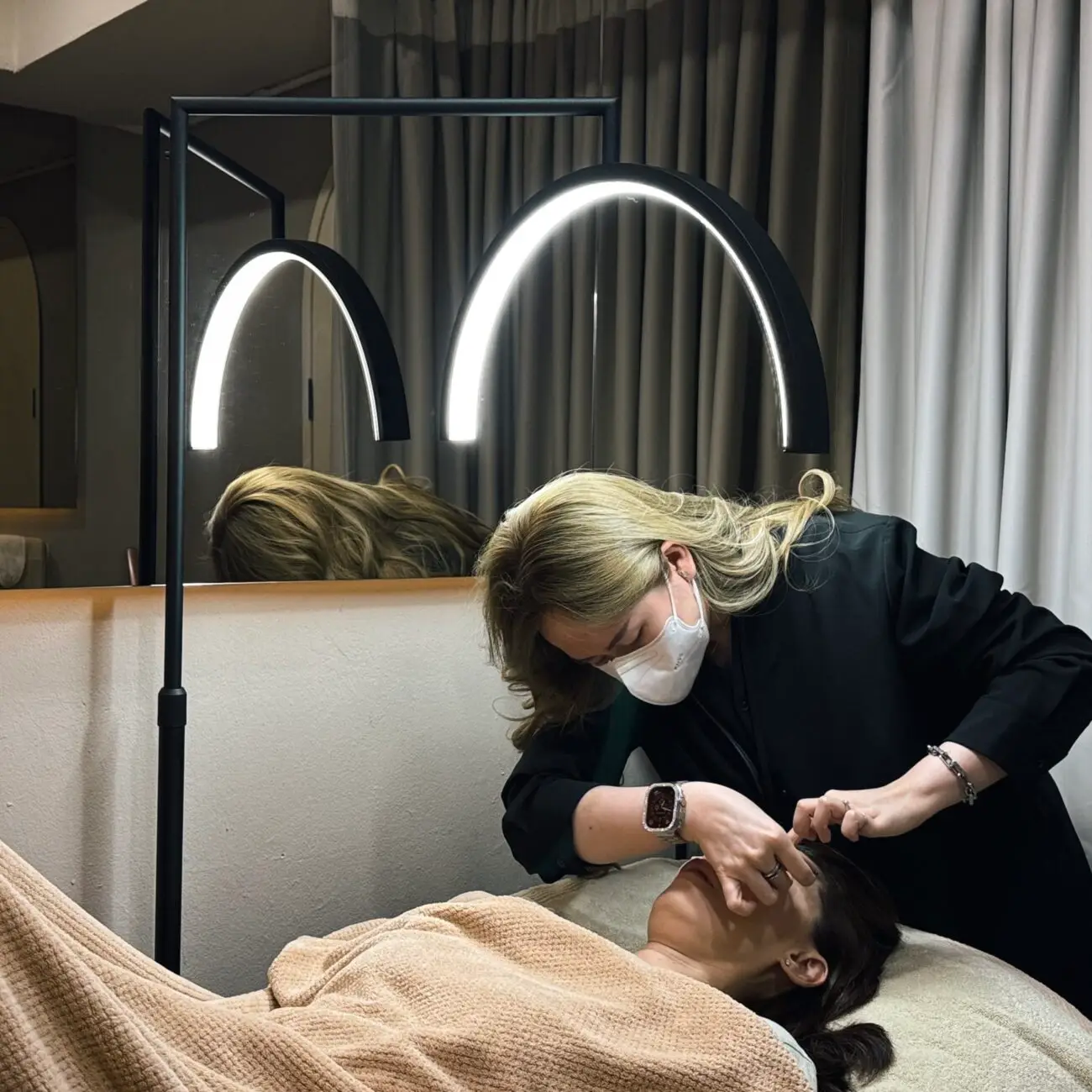 Professional eyelash extension treatment performed by a certified lash technician at Sangkent Beauty House in Damansara Uptown.